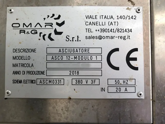 Dryer tunnel Omar 2018 d'occasion — 2018